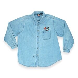 Vintage Mickey Unlimite Shirt Women's 18W/20W Denim Button Up Embroidered Pocket